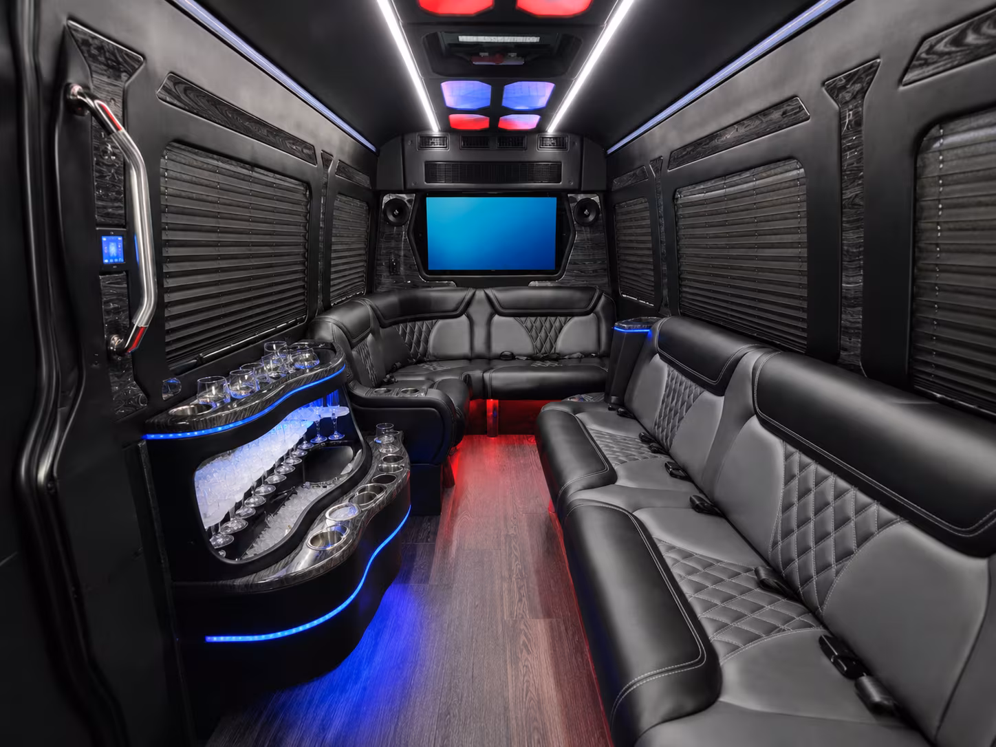 leander 30 passenger party bus inside