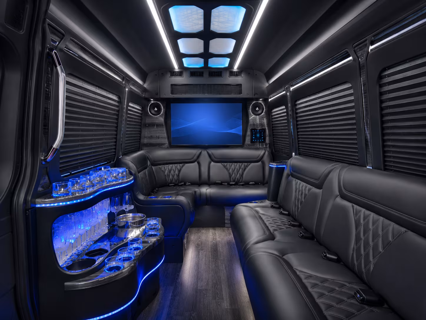 leander 30 passenger party bus interior